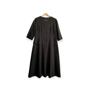 Yuki Torii (Japanese Designer) Black Midi Dress,‎ Size 15 (Japanese)